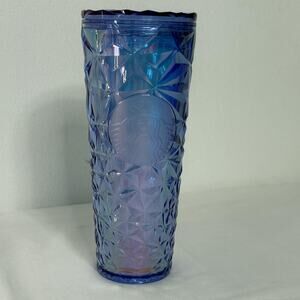 Starbucks Iridescent Blue 24oz Tumbler Cup Textured Prism Drink 2023 No Straw
